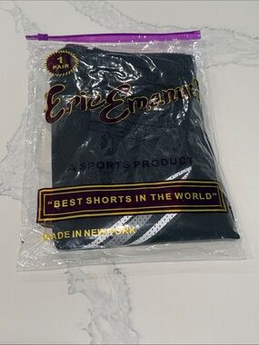 Eric Emanuel Dark Gray Mesh Shorts with White Stripe